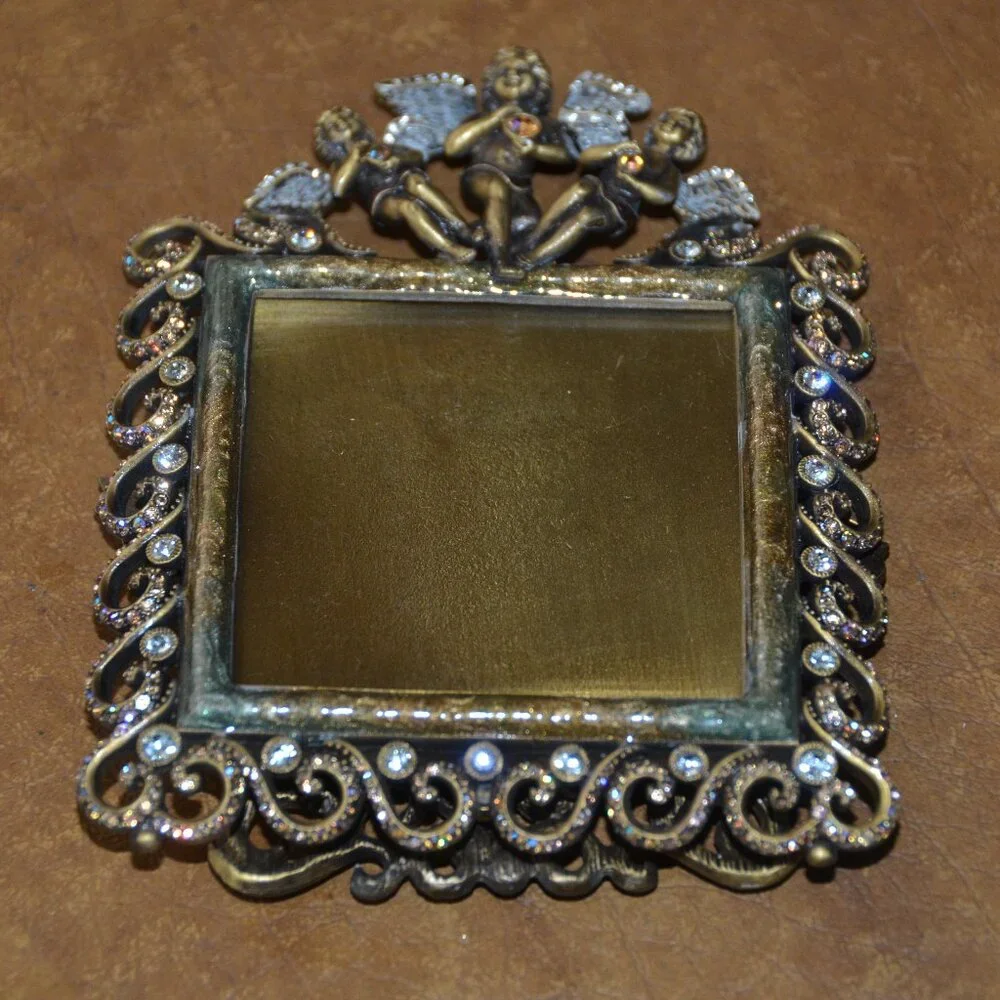 RARE JAY STRONGWATER GUARDIAN ANGEL CHERUB TUILIERES SCROLL CRYSTAL ENAMEL FRAME